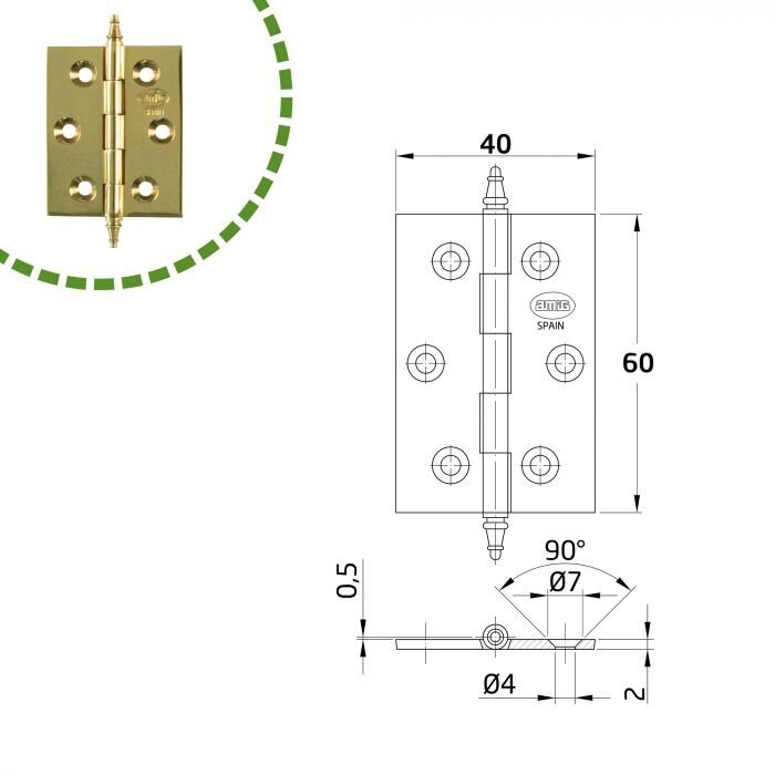 Hing 1003, 60*40mm, universaalne, kroomitud, 2tk. hind ja info | Muud mööblitarvikud | kaup24.ee