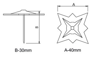 Dekoratiivnaelad 73440, 40 x 30mm, must, 35 tk. цена и информация | Другие принадлежности для мебели | kaup24.ee