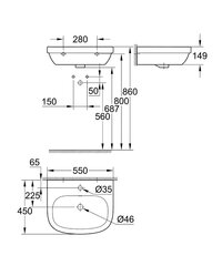 Valamu Grohe EuroCeramic 39336000, 55 cm hind ja info | Kraanikausid, valamud | kaup24.ee