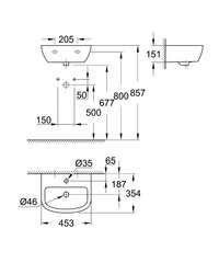 Valamu Grohe Bau Ceramic, 45 cm 39424000 hind ja info | Kraanikausid, valamud | kaup24.ee