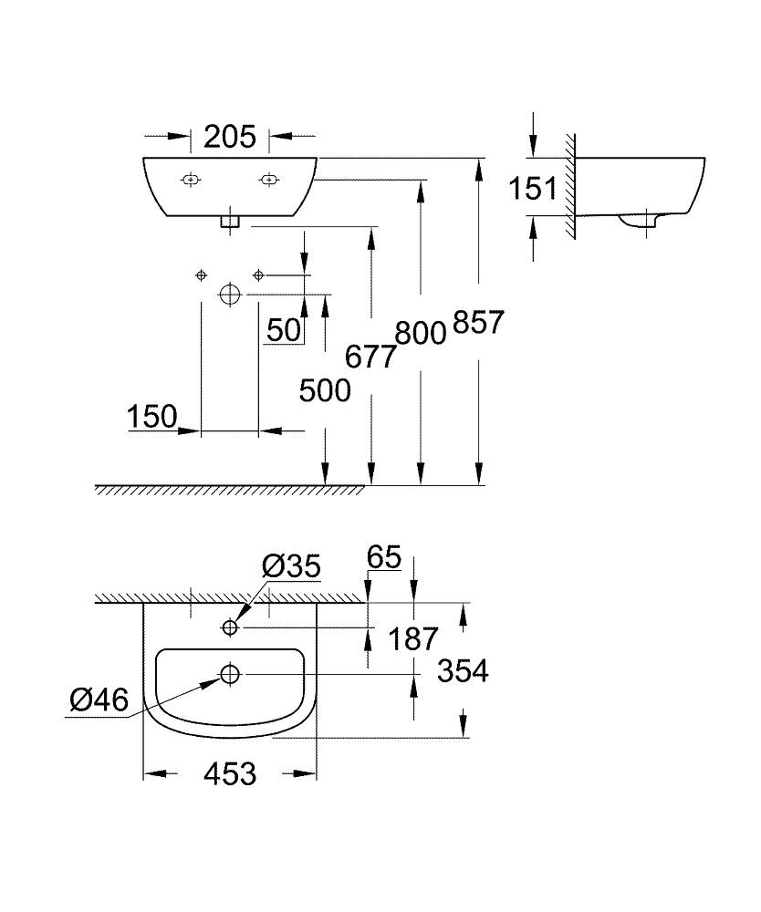 Valamu Grohe Bau Ceramic, 45 cm 39424000 hind ja info | Kraanikausid, valamud | kaup24.ee