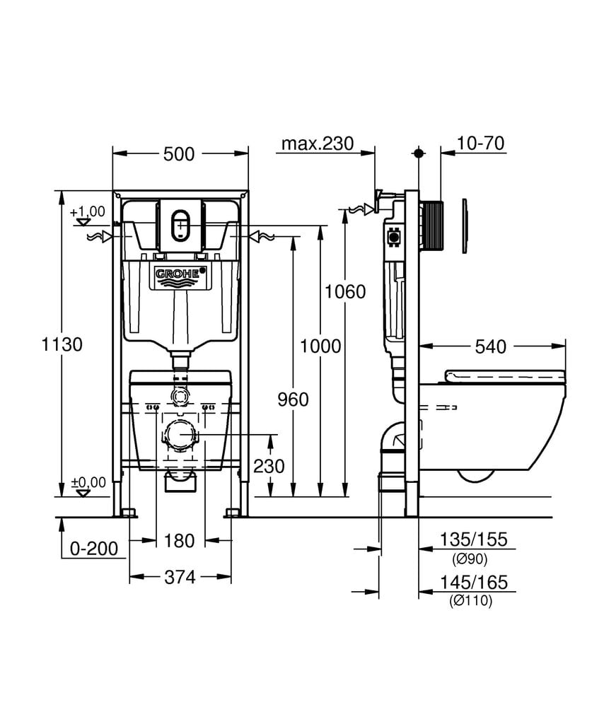 Varjatud raamiga seinale riputatav WC-komplekt Grohe Euro Ceramic Solido 5in1, 39536000 цена и информация | WС-potid | kaup24.ee