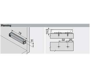 Blum TIP-ON uksepeatuse adapter, pikk, hall - 956A1201.PG hind ja info | Muud mööblitarvikud | kaup24.ee