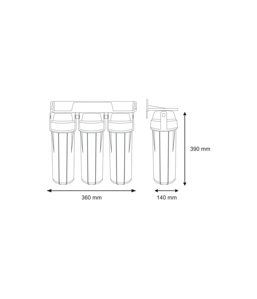 10” külma vee filtrikomplekt Aquafilter seeria FHPRCL-B-TRIPLE hind ja info | Veefiltrid | kaup24.ee