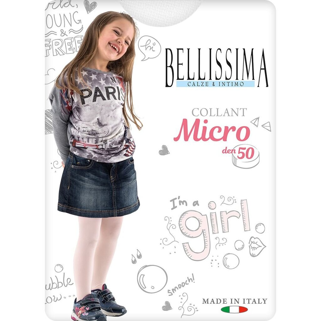 Tüdrukute sukkpüksid Micro 50 bianco hind ja info | Tüdrukute sukkpüksid ja sokid | kaup24.ee