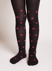 Laste sukkpüksid B402 must-roosad südamed hind ja info | Tüdrukute sukkpüksid ja sokid | kaup24.ee