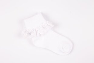 Tüdrukute sokid pitsiga B511 valge hind ja info | Tüdrukute sukkpüksid ja sokid | kaup24.ee