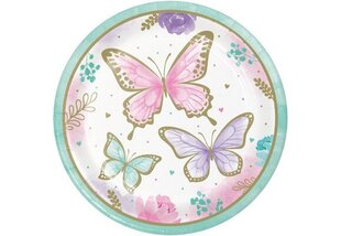Тарелки с бабочками 23 см (16 шт.) цена и информация | Праздничная одноразовая посуда | kaup24.ee