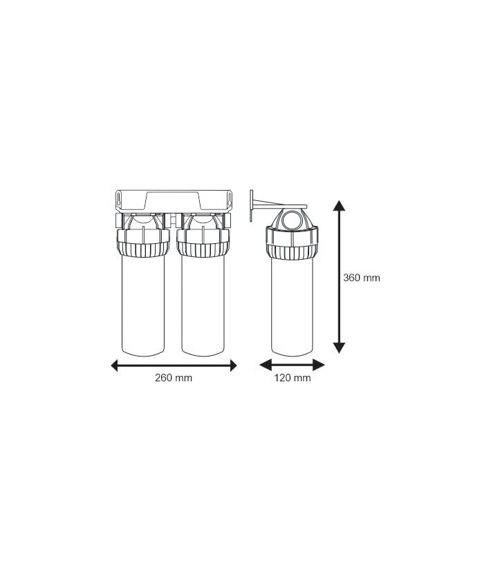 10” külma vee filtrikomplekt Aquafilter seeria FHPRCL-3B-TWIN цена и информация | Veefiltrid | kaup24.ee