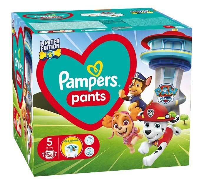 Püksmähkmed Pampers Pants Paw Patrol, suurus 5, 12-17 kg, 66 tk цена и информация | Mähkmed | kaup24.ee