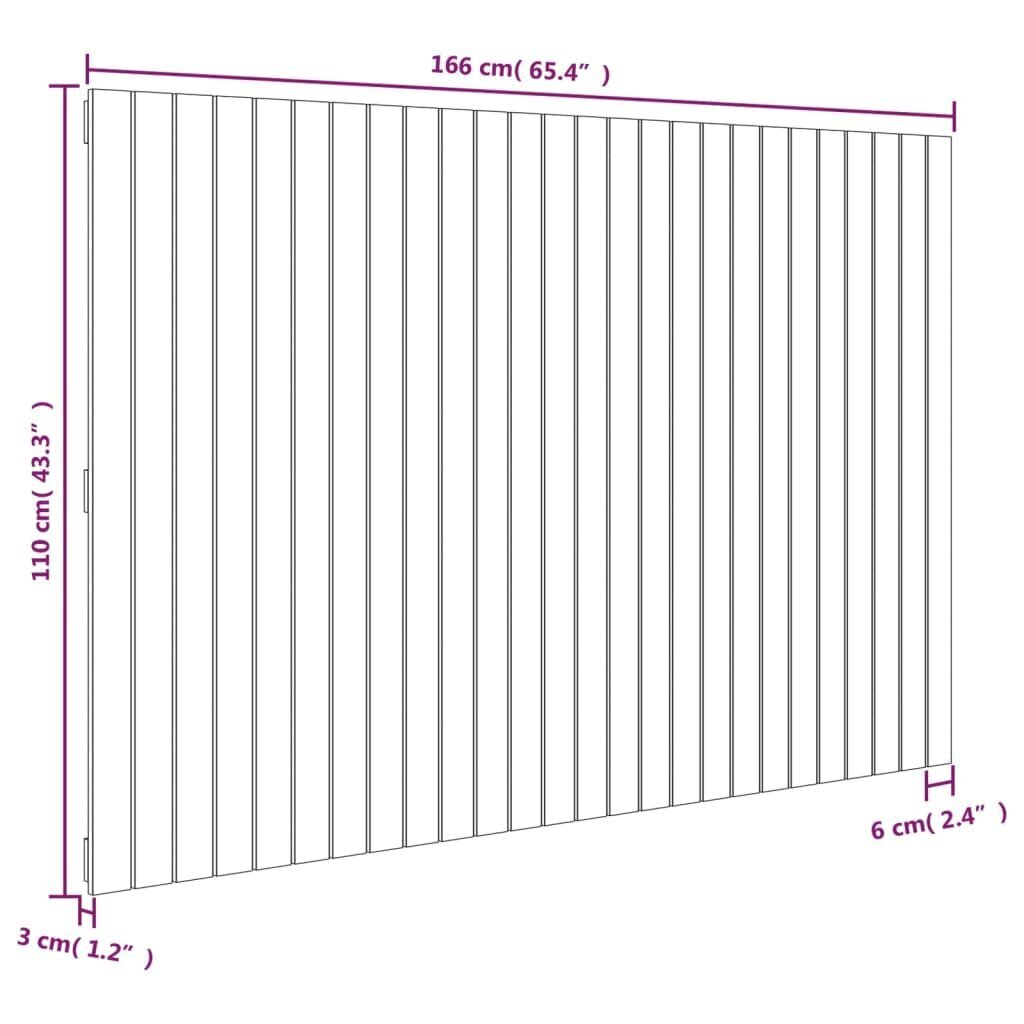 vidaXL seinale kinnitatav voodipeats, 166x3x110 cm, männipuit hind ja info | Voodid | kaup24.ee