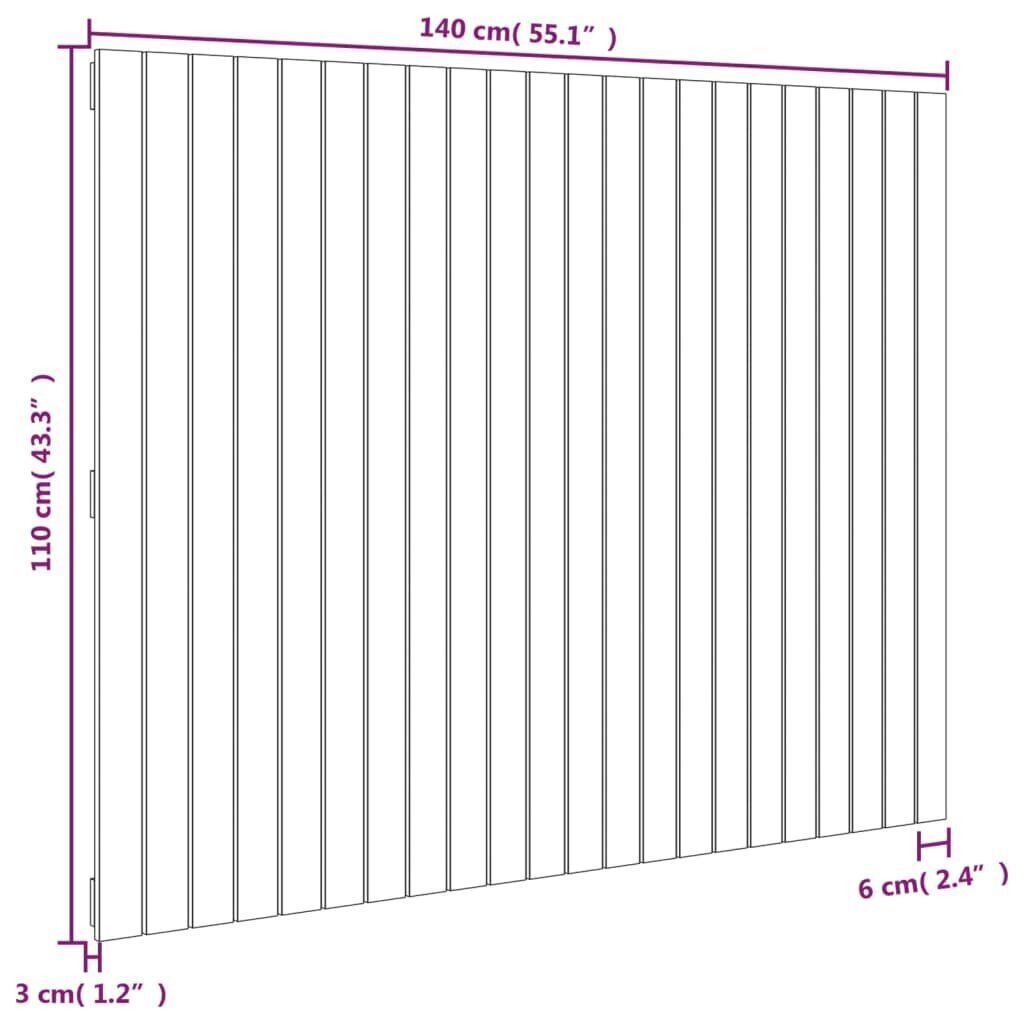 vidaXL seinale kinnitatav voodipeats, valge, 140x3x110 cm, männipuit цена и информация | Voodid | kaup24.ee