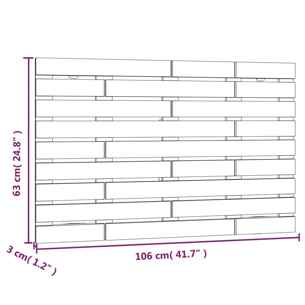 vidaXL seinale kinnitatav voodipeats, meepruun, 106x3x63 cm, männipuit hind ja info | Voodid | kaup24.ee