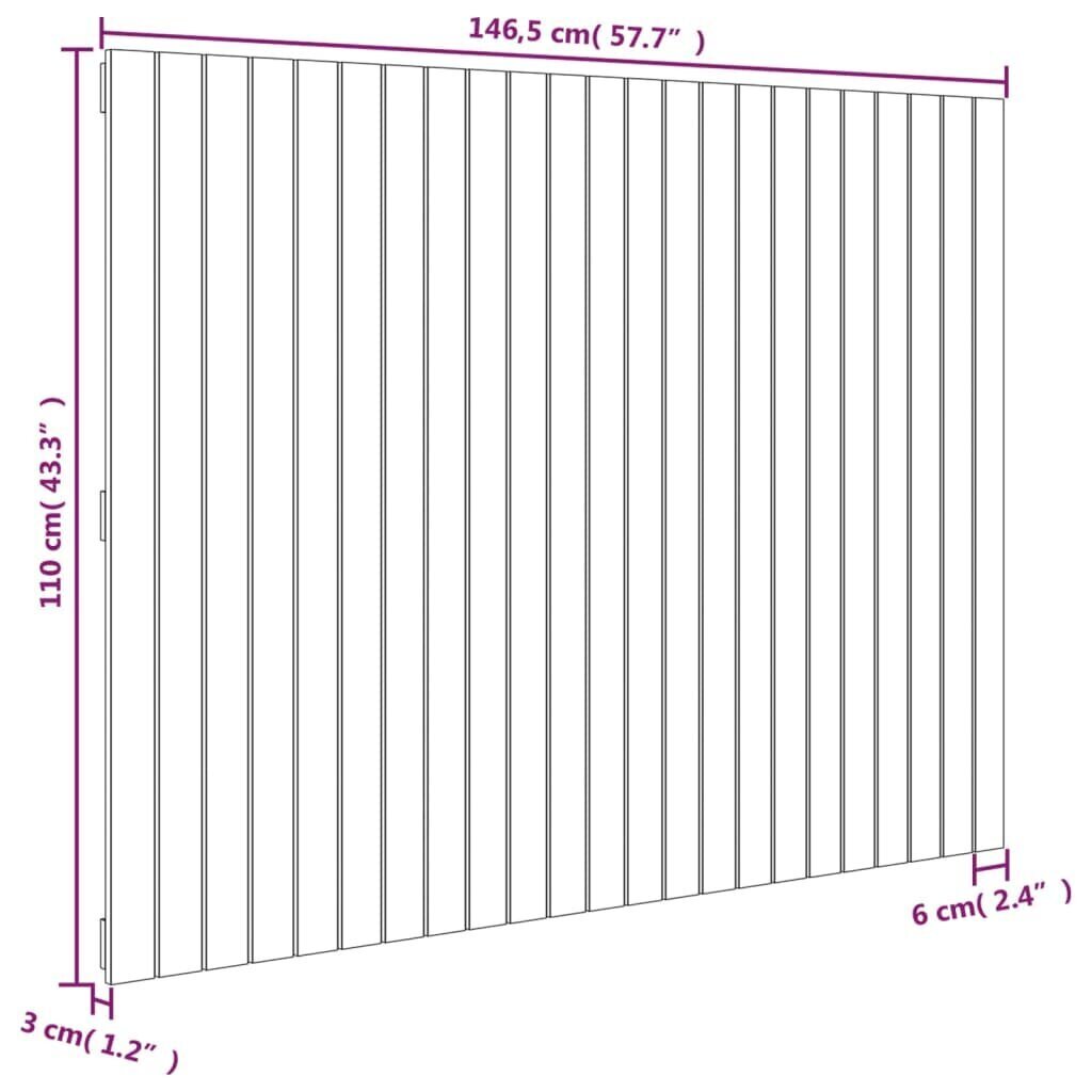 vidaXL seinale kinnitatav voodipeats, hall, 146,5x3x110 cm, männipuit hind ja info | Voodid | kaup24.ee