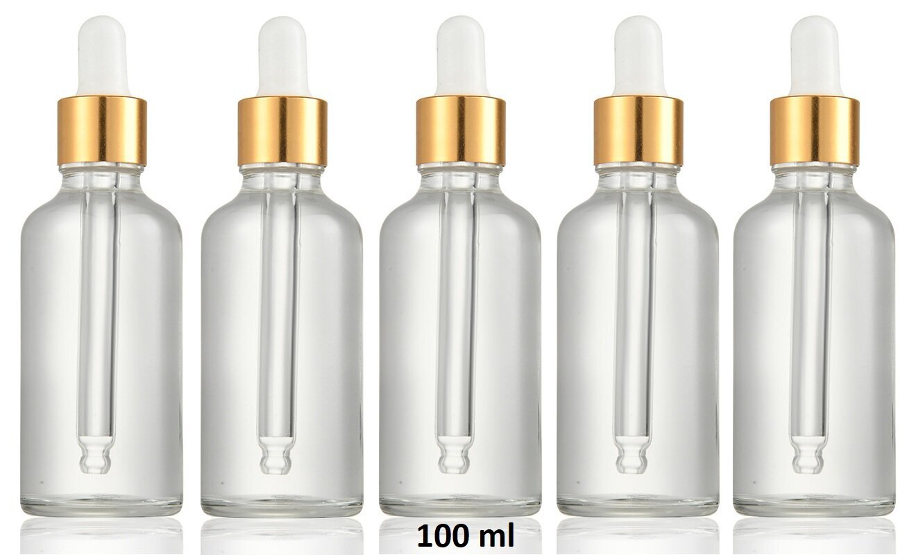 5 tk pipettidega 100 ml klaaspudelite komplekt цена и информация | Meigikotid, lauapeeglid | kaup24.ee