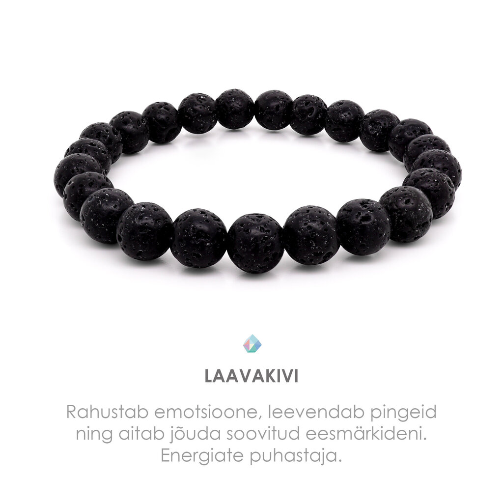 Käevõru Laavakivi 8mm (Black) цена и информация | Käevõrud, käeketid | kaup24.ee