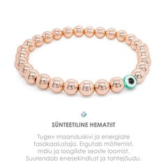 Käevõru Sünteetiline Hematiit ja Silm 6mm (Rose Gold-Aquamarine) hind ja info | Käevõrud, käeketid | kaup24.ee