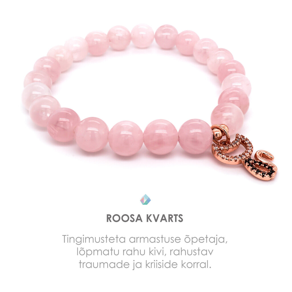 Käevõru madagascar roosa kvarts ja kass (rose gold) hind ja info | Käevõrud, käeketid | kaup24.ee