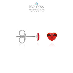 Kõrvarõngad 925 6mm Heart Light Siam цена и информация | Серьги | kaup24.ee