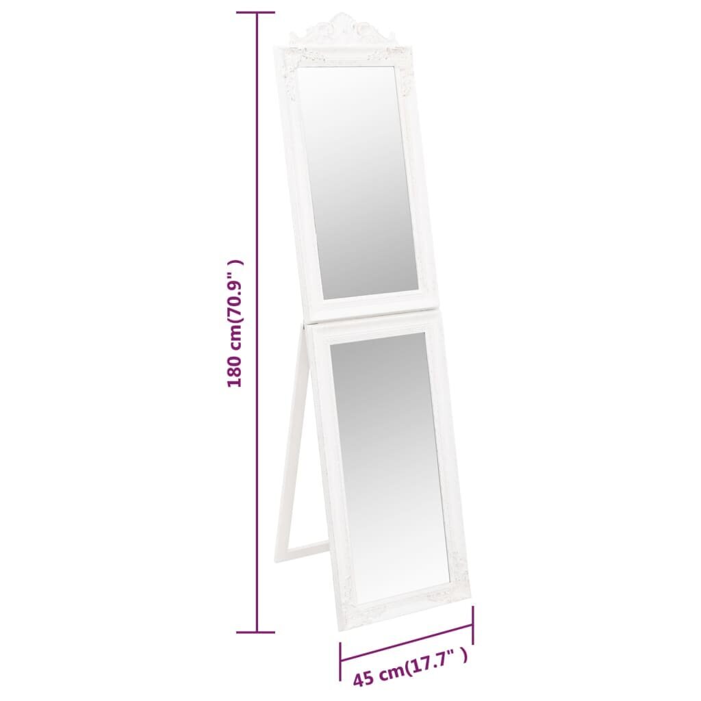 vidaXL eraldiseisev peegel, valge, 45x180 cm hind ja info | Peeglid | kaup24.ee