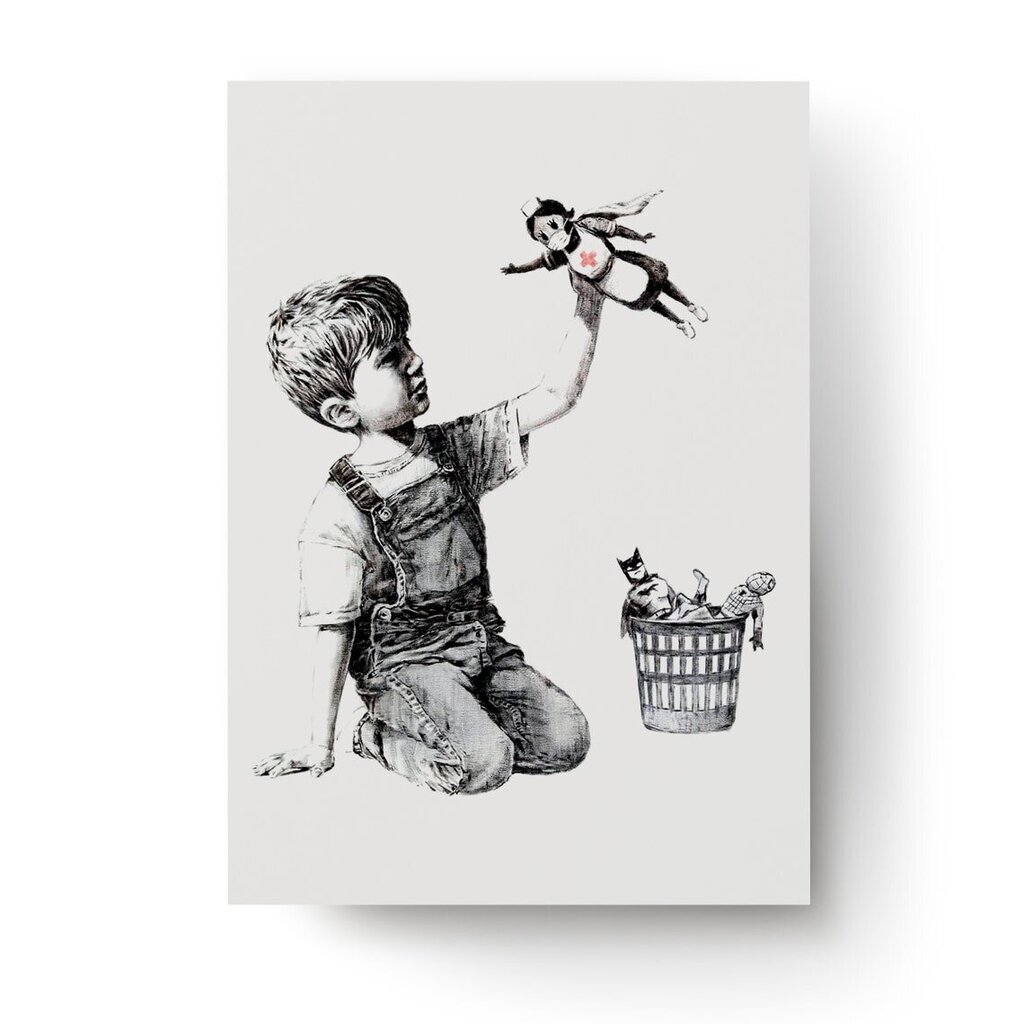 Banksy seinaplakat Playing Boy Superhero Nurse Graffiti poster – sisekujundus – 45 x 32 cm цена и информация | Seinapildid | kaup24.ee