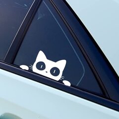Виниловая наклейка на стену, автомобиль, ноутбук Белый кот Стикер с животными - 5 х 12 см цена и информация | Декоративные наклейки | kaup24.ee