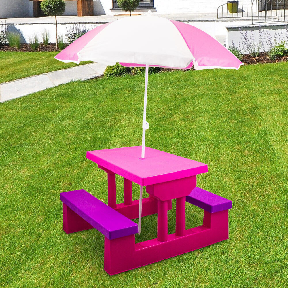 Laste aialaud vihmavarju ja pinkidega hind ja info | Laste õuemööbel | kaup24.ee