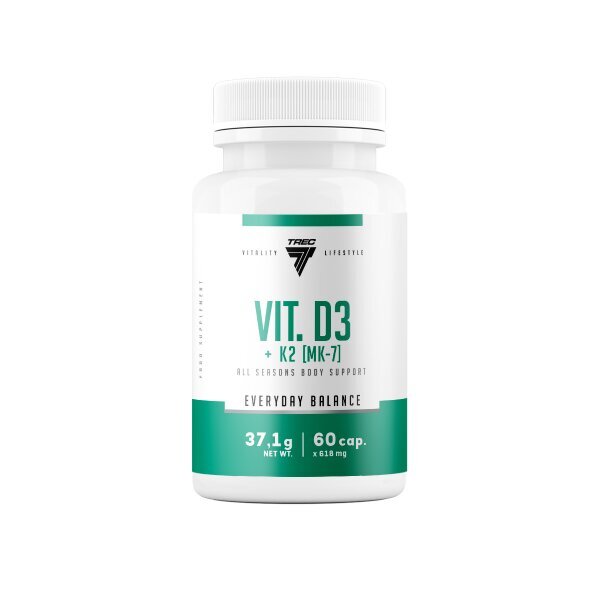 Toidulisand, Vitamiinid, Trec Nutrition, Vit.D3+K2[MK-7], 60 kapslit hind ja info | Vitamiinid | kaup24.ee