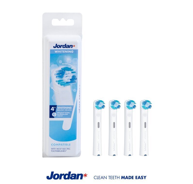 Elektrilise hambaharja vahetushari White Jordan 4 tk цена и информация | Elektriliste hambaharjade otsikud | kaup24.ee