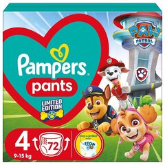 Подгузники-трусики PAMPERS Pants Paw Patrol, 4 размер, 9-15 кг, 72 шт цена и информация | Подгузники | kaup24.ee