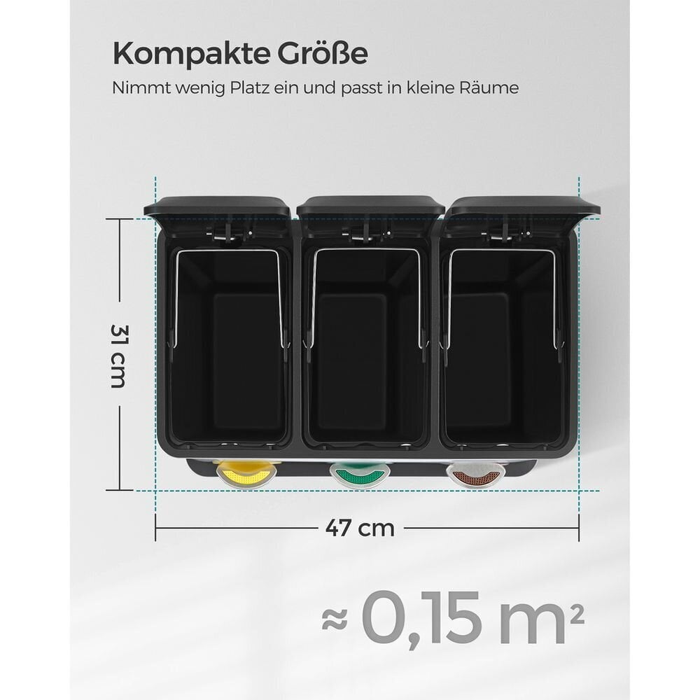 Prügikast Songmics LTB24BK, 24 l, must цена и информация | Prügikastid | kaup24.ee