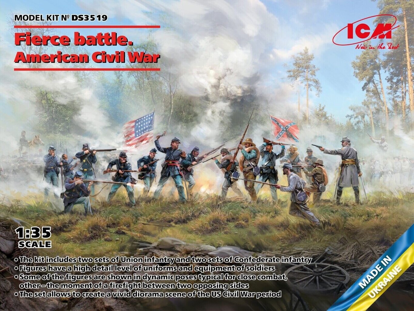 Liimitav mudel ICM DS3519 Fierce battle American Civil War (16 figures) 1/35 hind ja info | Liimitavad mudelid | kaup24.ee