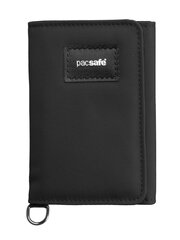 Vargusvastane rahakott Pacsafe RFIDsafe TriFold, Poliester, Must 67266-UNIW цена и информация | Женские кошельки, держатели для карточек | kaup24.ee