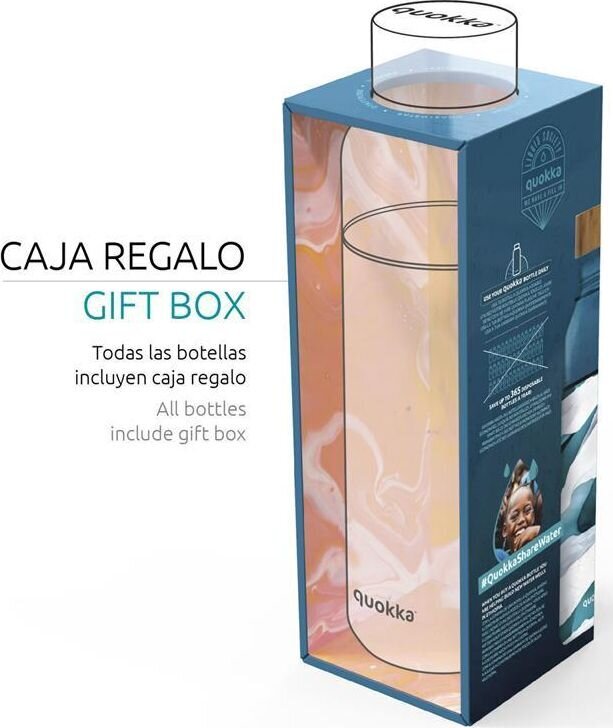 „Quokka“ srautas - stiklo suapvalintas butelis su silikono dangteliu 660 ml (vidinės vandens gėlės) hind ja info | Joogipudelid | kaup24.ee