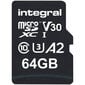 Integruota UltimaPRO microSDXC – 64GB C10 UHS-I U3 A2 V30 atminties kortelė hind ja info | Mobiiltelefonide mälukaardid | kaup24.ee