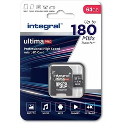 Integruota UltimaPRO microSDXC – 64GB C10 UHS-I U3 A2 V30 atminties kortelė цена и информация | Карты памяти | kaup24.ee