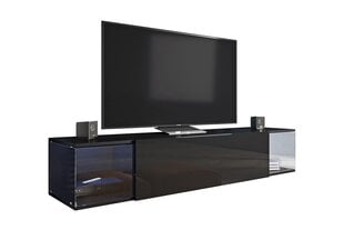Cama TV kapp Vigo Sky 160/40/30 must/must läikega цена и информация | Тумбы под телевизор | kaup24.ee