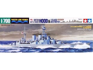 Сборная пластиковая модель Tamiya - Waterline Series British Battle Cruiser Hood & E Class Destroyer, 1/700, 31806 цена и информация | Конструкторы и кубики | kaup24.ee