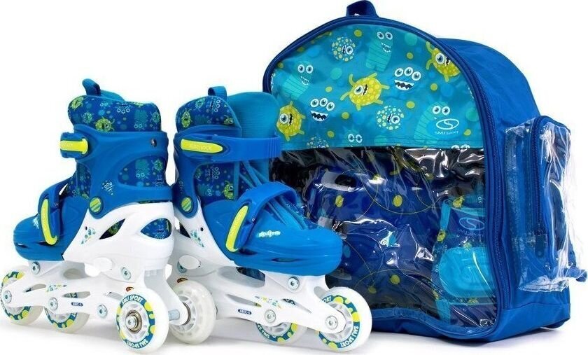 SMJ Combo Monster rulluisukomplekt - rulluisud, kiiver, valvurid, seljakott, 30-33 sinine hind ja info | Rulluisud ja tarvikud | kaup24.ee