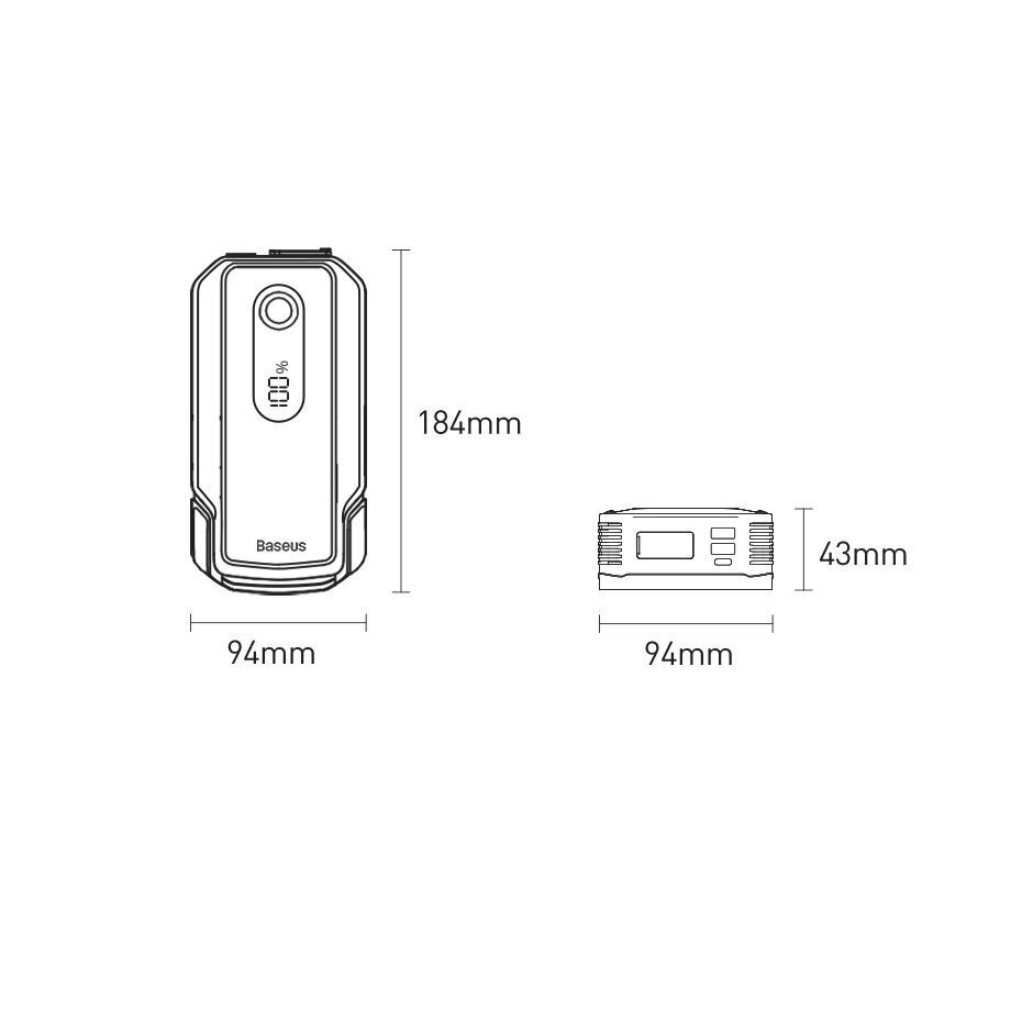 Baseus powerbank Power Starter Jump Starter device booster 2000mAh 12V (2000A / 1000A) + crocodile cables black (CGNL020001) hind ja info | Lisaseadmed | kaup24.ee