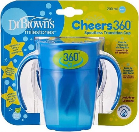 Dr. Brown's 360 Tumbler Without Spout Blue With Handles 200ml hind ja info | Lutipudelid ja aksessuaarid | kaup24.ee