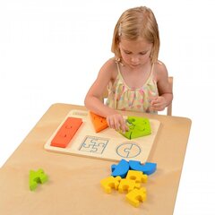 Puidust pusled lastele, kes pivad kujundeid geomeetrilisi kujundeid Masterkidz Montessori hind ja info | Arendavad mänguasjad | kaup24.ee