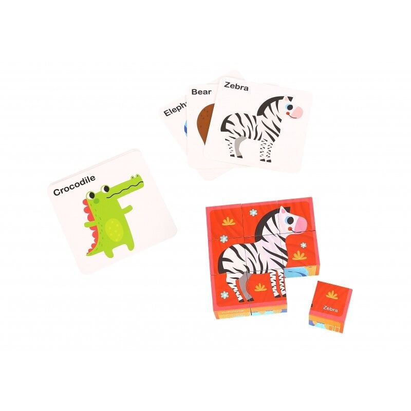 TOOKY TOY Montessori pusleplokid kuubikud kuubikud pusleloomad + abloonid hind ja info | Arendavad mänguasjad | kaup24.ee