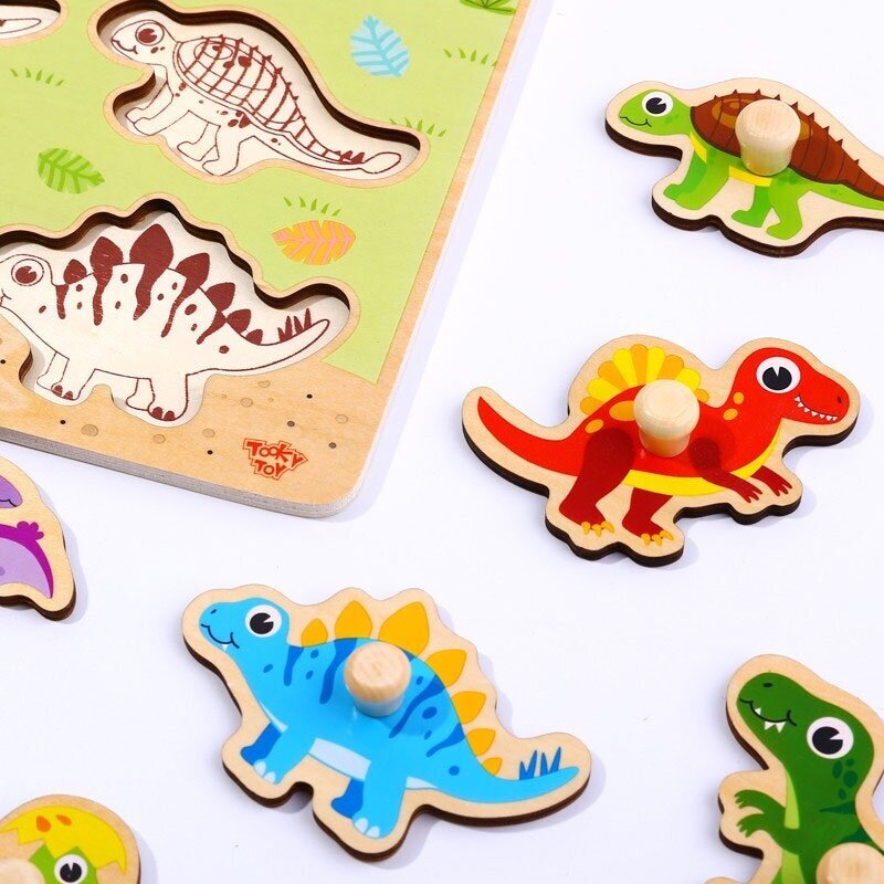 TOOKY TOY Puidust Montessori pusle, dinosauruste kuju цена и информация | Imikute mänguasjad | kaup24.ee