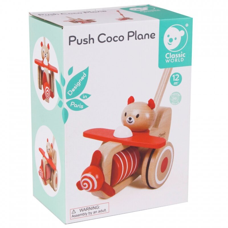 Puidust lennukitukur Coco Classic World Bear цена и информация | Imikute mänguasjad | kaup24.ee