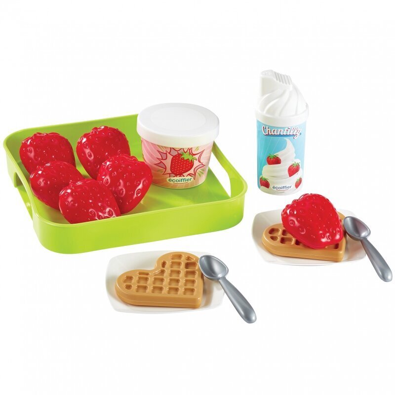 ECOIFFIER maasikaaluse vahvlid vahukoore ja jtisega цена и информация | Tüdrukute mänguasjad | kaup24.ee