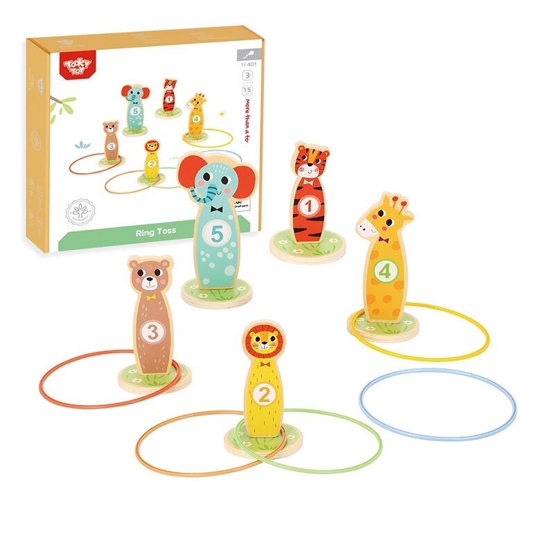 TOOKY TOY Puidust arkaadmng Toss Animals 15 el. hind ja info | Arendavad mänguasjad | kaup24.ee