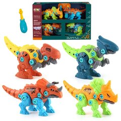 WOOPIE dinosauruste kokkupanekukomplekt 4 tk ehituskomplekt karbis + 2 kruvikeeraja цена и информация | Игрушки для мальчиков | kaup24.ee