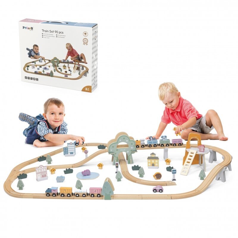 VIGA PolarB Puidust rong lastele Rongirada 90 elementi hind ja info | Poiste mänguasjad | kaup24.ee