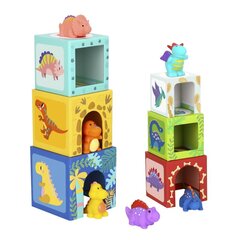 Деревянные развивающие кубики + 6 игровые фигурки Tooky Toy цена и информация | Развивающие игрушки | kaup24.ee